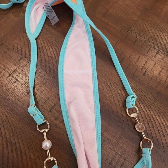 Thong Bikini Blue and Orange Large Adjustable - Picture 8 of 9